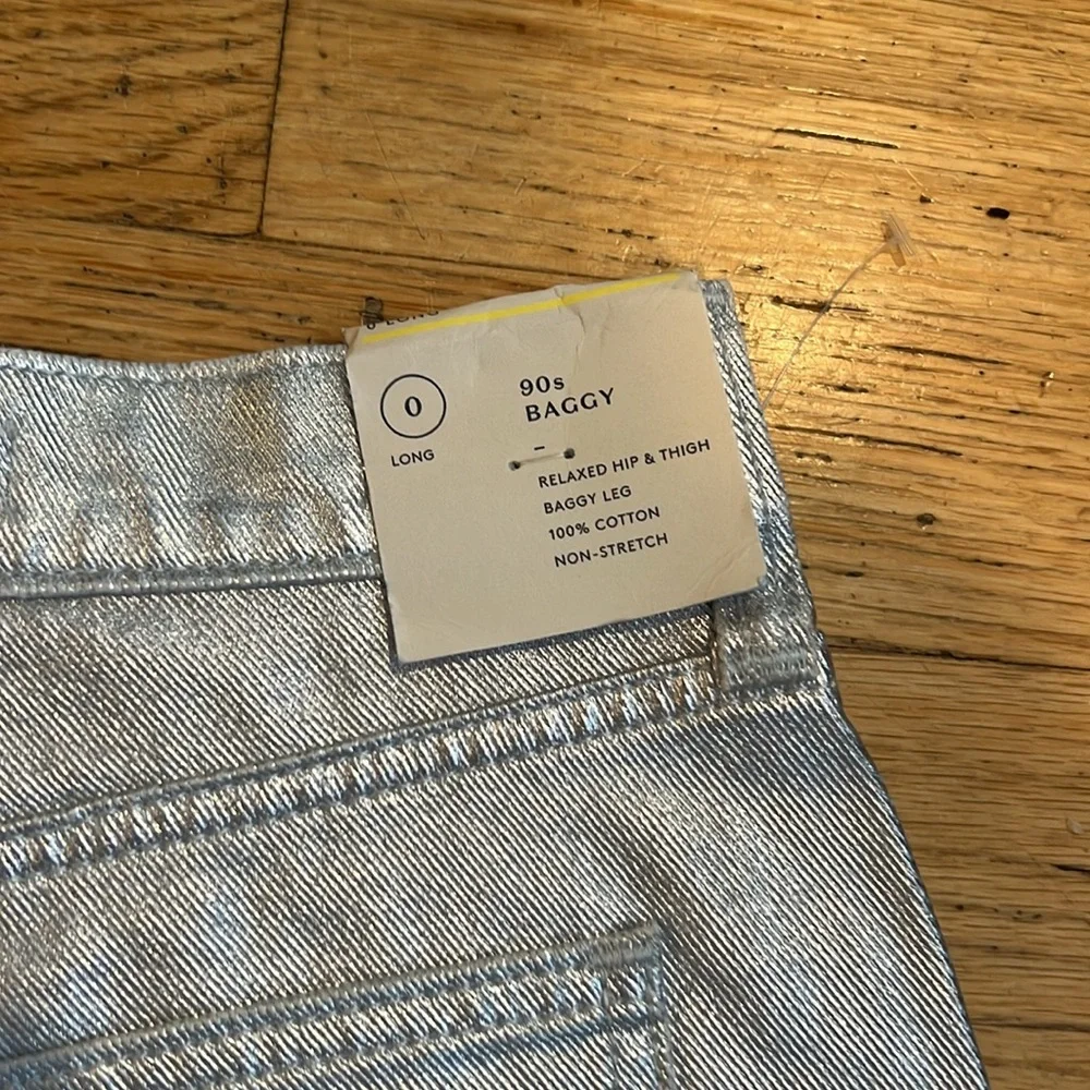 NWT Universal Thread 90s Baggy Metallic Silver Cotton Jeans - Women’s 0 Long - Picture 11 of 16